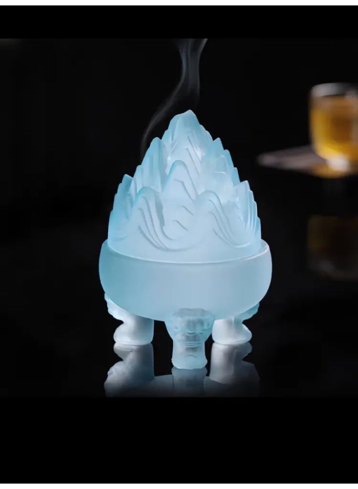 Traditional Liuli Glass Boshan Incense Burner, Three-Legged Decorative Censer for Bakhoor/Oud, Home & Festival Decor - Image 3
