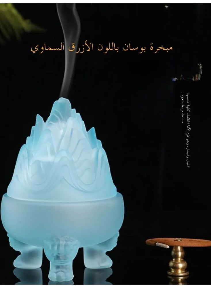 Traditional Liuli Glass Boshan Incense Burner, Three-Legged Decorative Censer for Bakhoor/Oud, Home & Festival Decor - Image 1