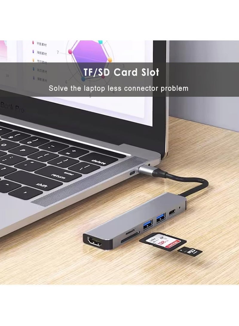 6 in 1 USB C Hub with 100W PD Charging, Type C to HDMI 4K 30Hz Adapter, USB Hub 3.0 5Gbps Data Transfer Ports, Compatible for MacBook Pro/Air 2023 M2/M1, iPad Pro/Air, HP, Dell, ASUS, Lenovo, etc - Image 5