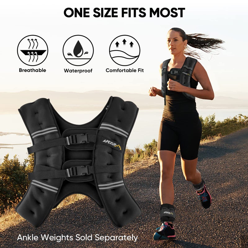 APEXUP 15lbs Weighted Vest Men Women, Weight Vest for Women Workout Equipment for Strength Training Running (Black) - Image 5
