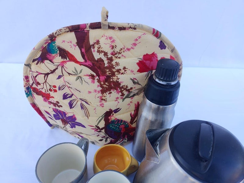 Malan Bai Mandala Tea Cozy Cover White Hand Block Winter Tea Cozy Cotton Tea Kettle Warmer Pot Cover Hot Coffee Cover Handamde Kitchen Décor Brand: Malan Bai (Pattern 5) - Image 4