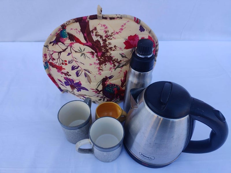 Malan Bai Mandala Tea Cozy Cover White Hand Block Winter Tea Cozy Cotton Tea Kettle Warmer Pot Cover Hot Coffee Cover Handamde Kitchen Décor Brand: Malan Bai (Pattern 5) - Image 2