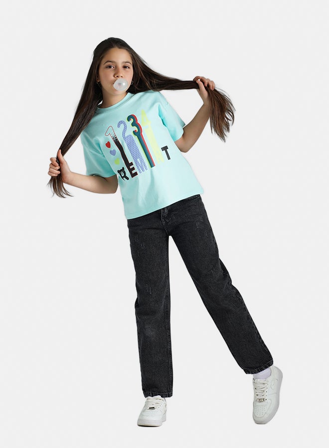 ريمينت تيشرت للبنات برسمة ريمنت اكوا  - Image 2