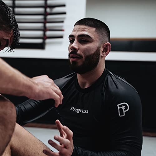 Progress Jiu Jitsu Academy Long Sleeve Sleeve Rashguard Comfortable and Durable BJJ Rash Guard Flexible Rash Guard for Grappling MoistureWicking Compression Tops for Men Women Black XXL - Image 3