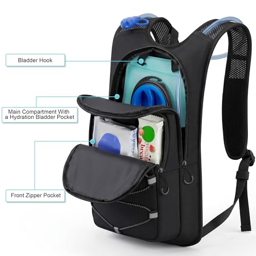 MIYCOO Hydration Backpack Lightweight Hiking Water Backpack with 2L Water Bladder Running Hydration Vest Backpack for Men Women Hydration Pack for Hiking Cycling Climbing Black 10L - Image 3
