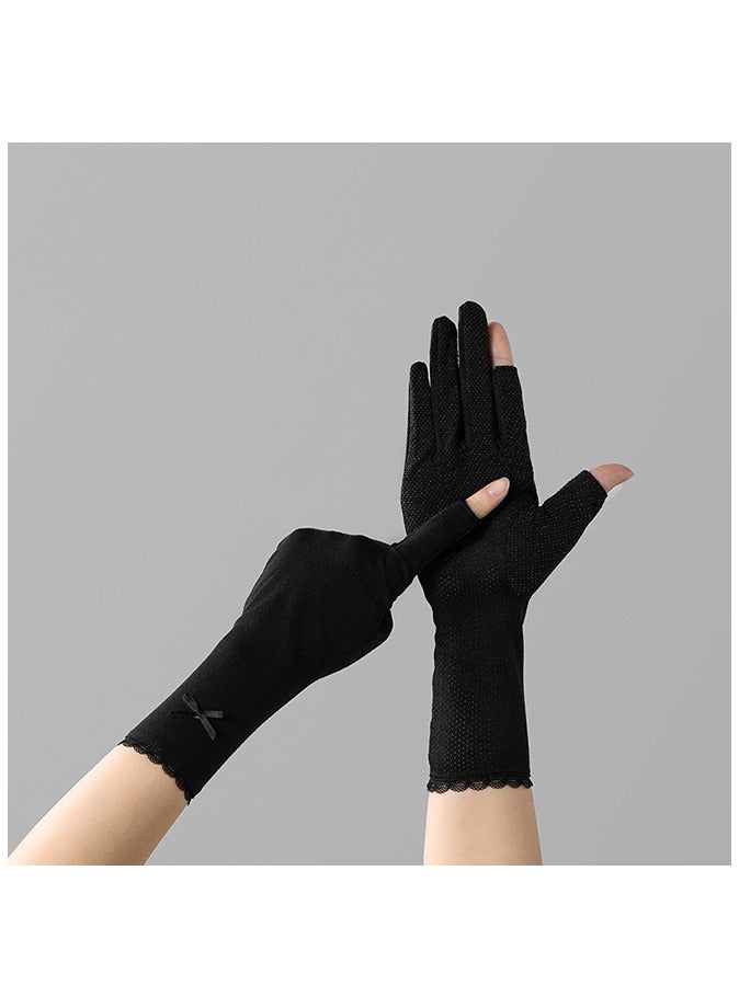 Generic Sun Gloves Medium Length Sunblock Gloves Women Driving Cycling Touch Screen UV Protection Gloves