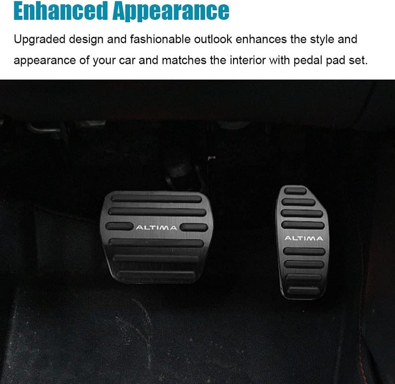 LEXLEY 2PCS Anti-Slip Aluminum Brake Gas Pedal Pads for Nissan Altima 2019-2024 - Black - Image 5