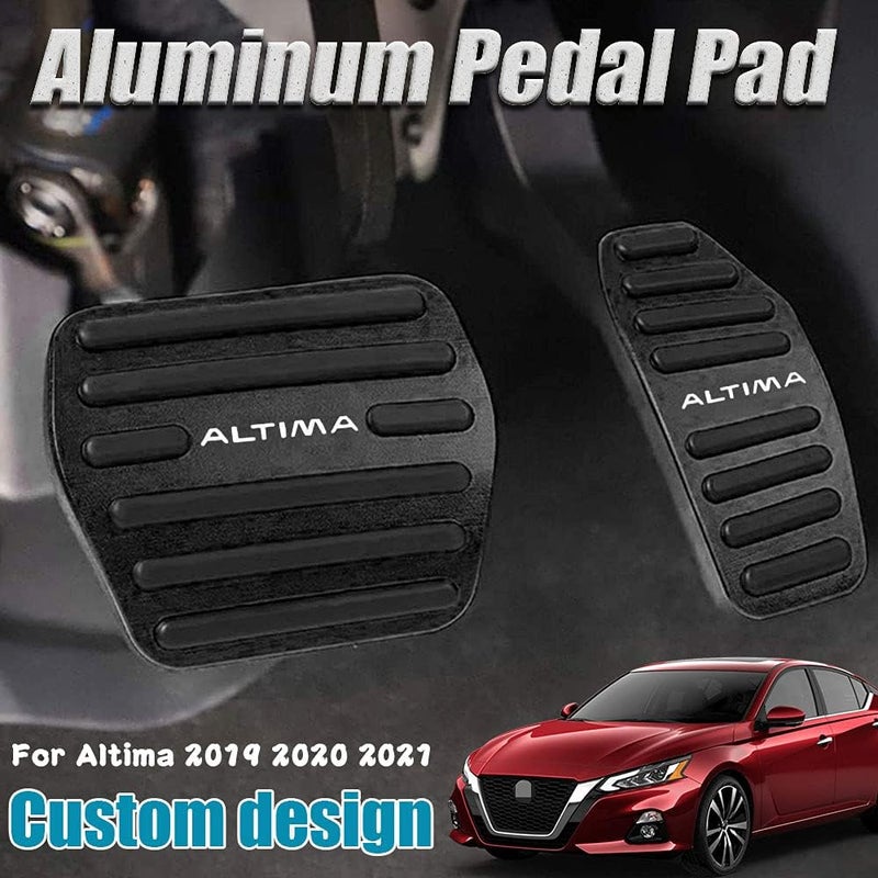 LEXLEY 2PCS Anti-Slip Aluminum Brake Gas Pedal Pads for Nissan Altima 2019-2024 - Black - Image 2