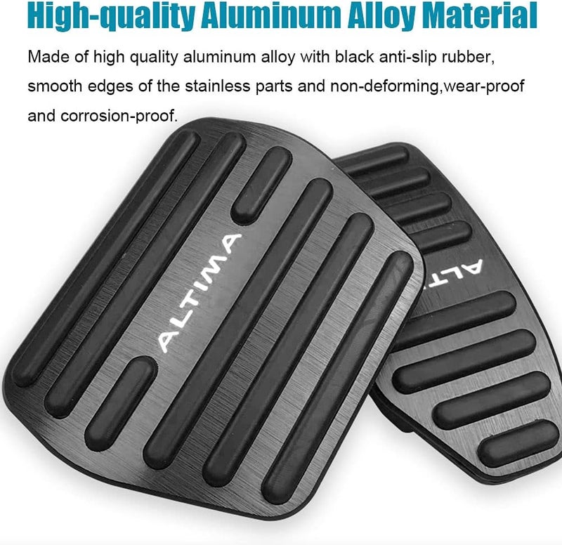 LEXLEY 2PCS Anti-Slip Aluminum Brake Gas Pedal Pads for Nissan Altima 2019-2024 - Black - Image 3