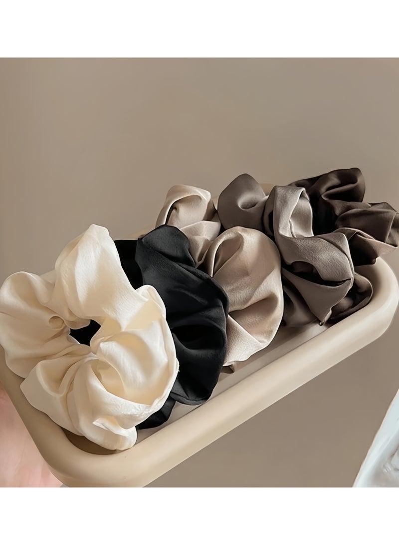 KHAJUL 5PCS Premium Silk Scrunchie Hair Ties, Ultra-Soft Satin No-Crease Bands for Women and Girls (Multicolor) - Image 4
