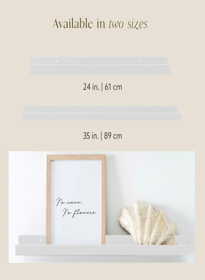 Opposite Wall 35 in White Pine Wood Wall Mounted Floating Picture Ledge Shelf | Minimalist, 1 Shelf, Ideal for Bedroom, Kitchen, Bathroom, Office, Easy Installation, Mounting Hardware Included - Image 5