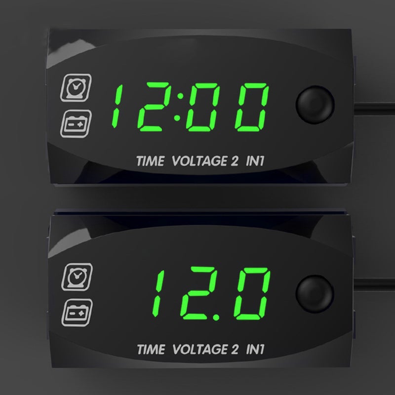 Motorycycle DC 6V-30V 2 In 1 Digital Time Clock Voltage voltmeter IP67 Waterproof Tester Battery Moniter Gauge for Car Boat Marine - Image 5