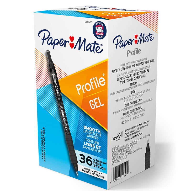 Paper Mate قلم قابل للسحب بروفايل 36 قطعة، قلم حبر جل 0.7 مم - Image 1