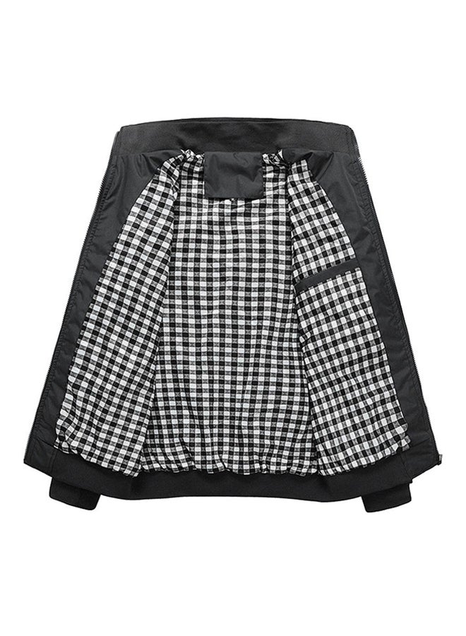 أوتاد جاكيت بقصة ضيقة بنمط عملي يناسب الربيع والخريف أسود - Image 2