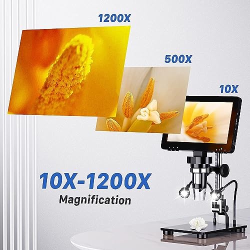 Etzin DM9 Pro 7" Mini HDMI Digital Microscope 1200X, 1080P 16MP Coin Microscope for Entire Coin View with IPS Screen, LCD Soldering Microscope for Adult, 10 LED Lights, PC/TV Compatible-EPL-1016IM. - Image 4