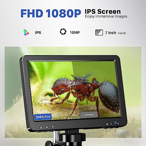 Etzin DM9 Pro 7" Mini HDMI Digital Microscope 1200X, 1080P 16MP Coin Microscope for Entire Coin View with IPS Screen, LCD Soldering Microscope for Adult, 10 LED Lights, PC/TV Compatible-EPL-1016IM. - Image 2