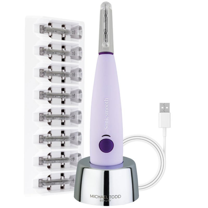 Michael Todd Beauty - Sonicsmooth – SONIC Technology Dermaplaning Tool - 2 in 1 Women’s Facial Exfoliation & Peach Fuzz Hair Removal System with 8 Weeks of Safety Edges - Image 1
