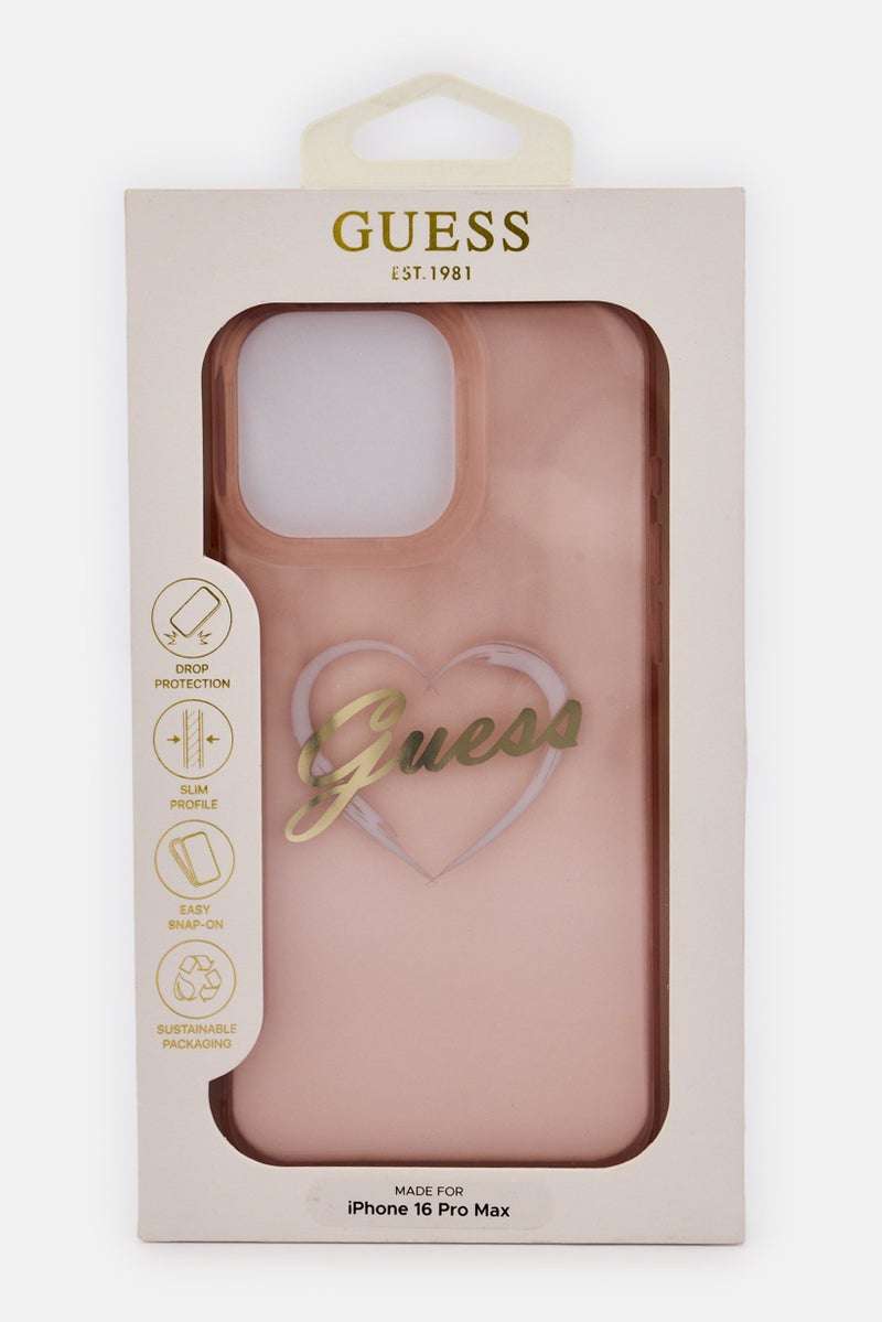 GUESS حافظة موبايل آيفون 16 برو ماكس، وردي - Image 2