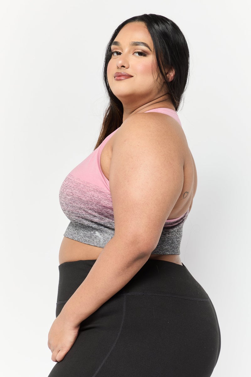 PUMA Women Plus Size Brand Logo Padded Sports Bra, Old Rose/Black - Image 4