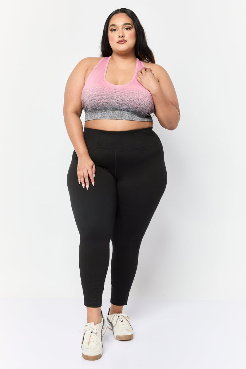 PUMA Women Plus Size Brand Logo Padded Sports Bra, Old Rose/Black - Image 3