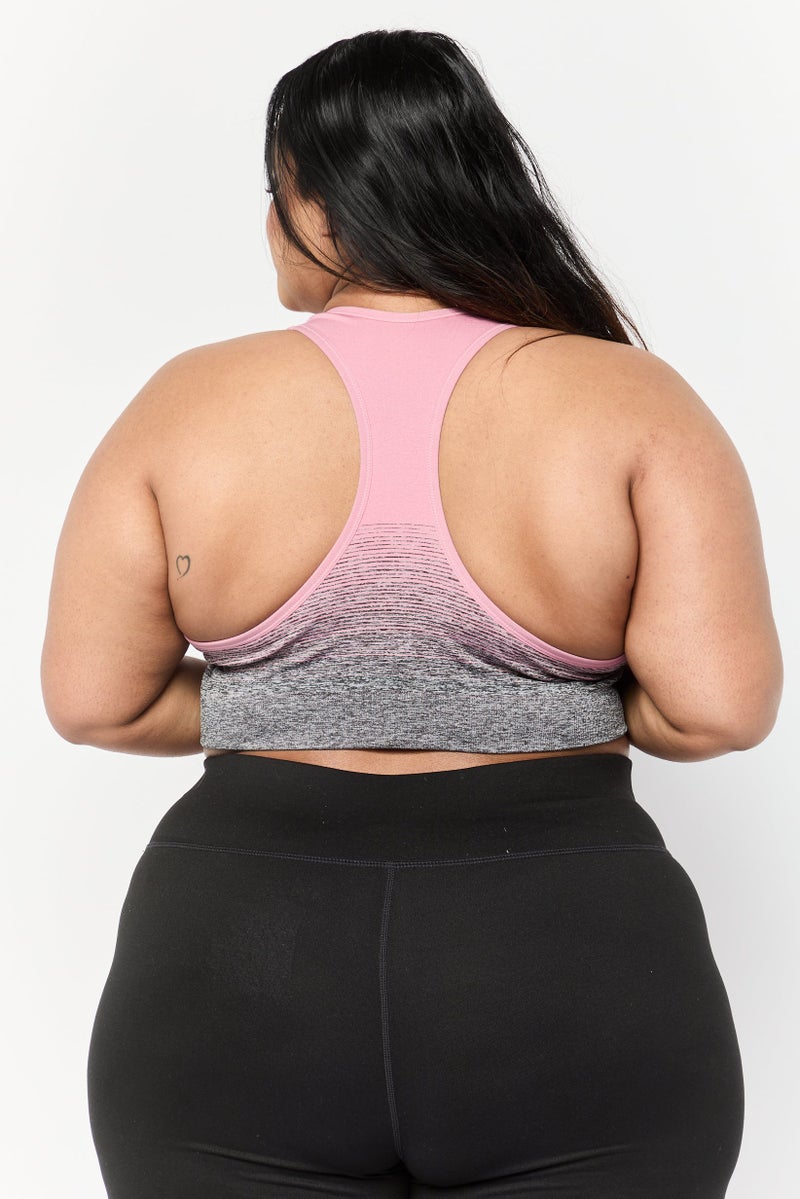 PUMA Women Plus Size Brand Logo Padded Sports Bra, Old Rose/Black - Image 2