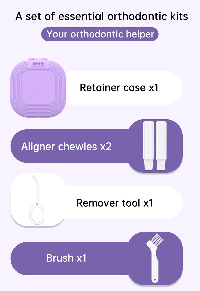 HEMILABÂ® Retainer Case, Slim Aligner Case with Vent Holes, Compatible with Invisalign, Mouth Guard Box with Retainer Removal Tool, Purple - Image 5