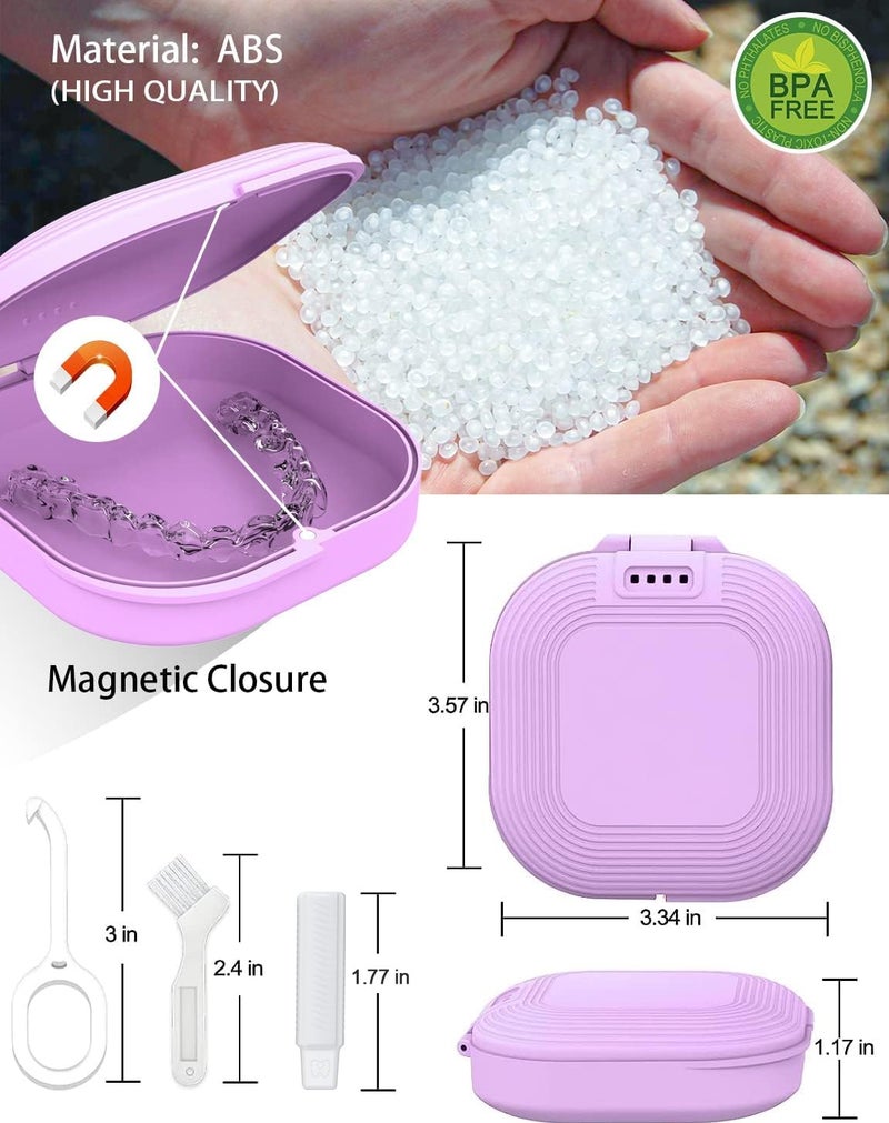 HEMILABÂ® Retainer Case, Slim Aligner Case with Vent Holes, Compatible with Invisalign, Mouth Guard Box with Retainer Removal Tool, Purple - Image 4