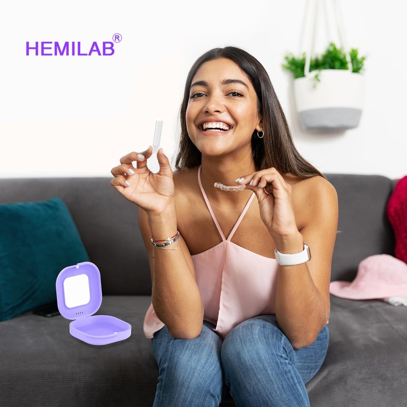 HEMILABÂ® Retainer Case, Slim Aligner Case with Vent Holes, Compatible with Invisalign, Mouth Guard Box with Retainer Removal Tool, Purple - Image 3