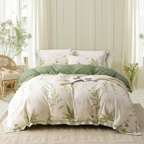 OAITE Duvet Cover Set King Size Floral Pattern 500 Thread Count Ultra Soft 100% Cotton Duvet Cover Sets 3-PC, Breathable Duvet Cover with Zipper Closure & Corner Ties - Image 1