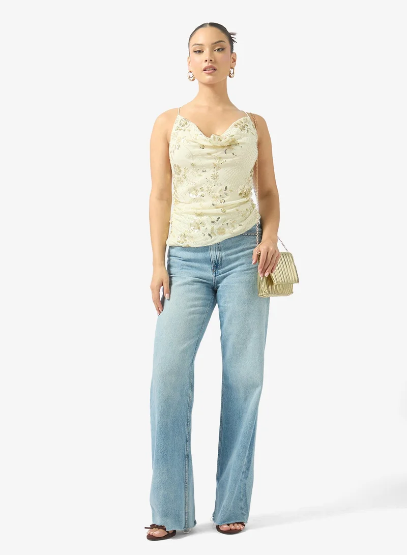 Ginger  Strappy Sequin Embellished Top for Women | Best Price UAE