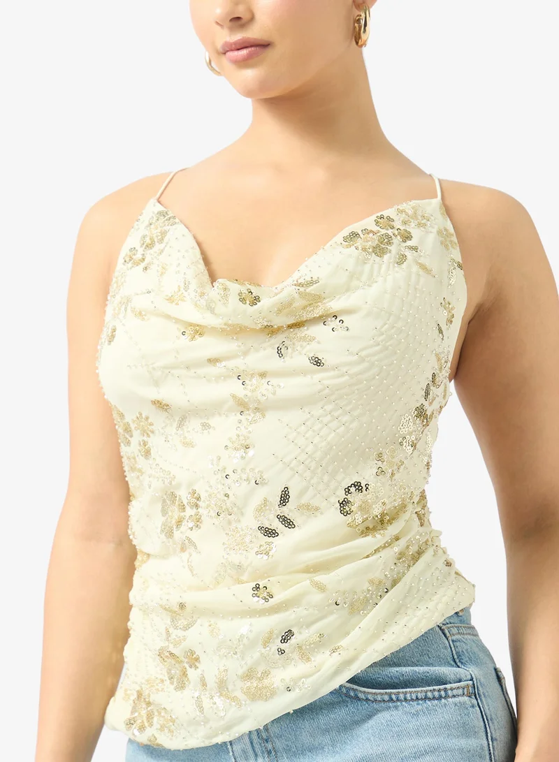Ginger  Strappy Sequin Embellished Top for Women | Best Price UAE