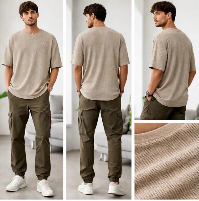 Aroma Aura Men’s Light Brown Mesh T-Shirt - Image 2