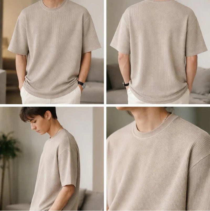Aroma Aura Men’s Light Brown Mesh T-Shirt - Image 3