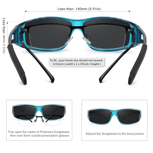MEETSUN Fit Over Glasses Sunglasses for Men Women,Wrap Around Sunglasses Polarized UV400 Protection (Z1)-Clear Blue-Gray Lens - Image 4