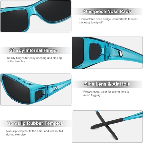 MEETSUN Fit Over Glasses Sunglasses for Men Women,Wrap Around Sunglasses Polarized UV400 Protection (Z1)-Clear Blue-Gray Lens - Image 3