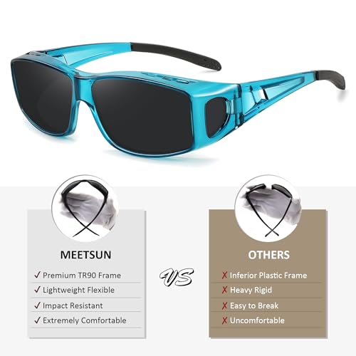MEETSUN Fit Over Glasses Sunglasses for Men Women,Wrap Around Sunglasses Polarized UV400 Protection (Z1)-Clear Blue-Gray Lens - Image 5