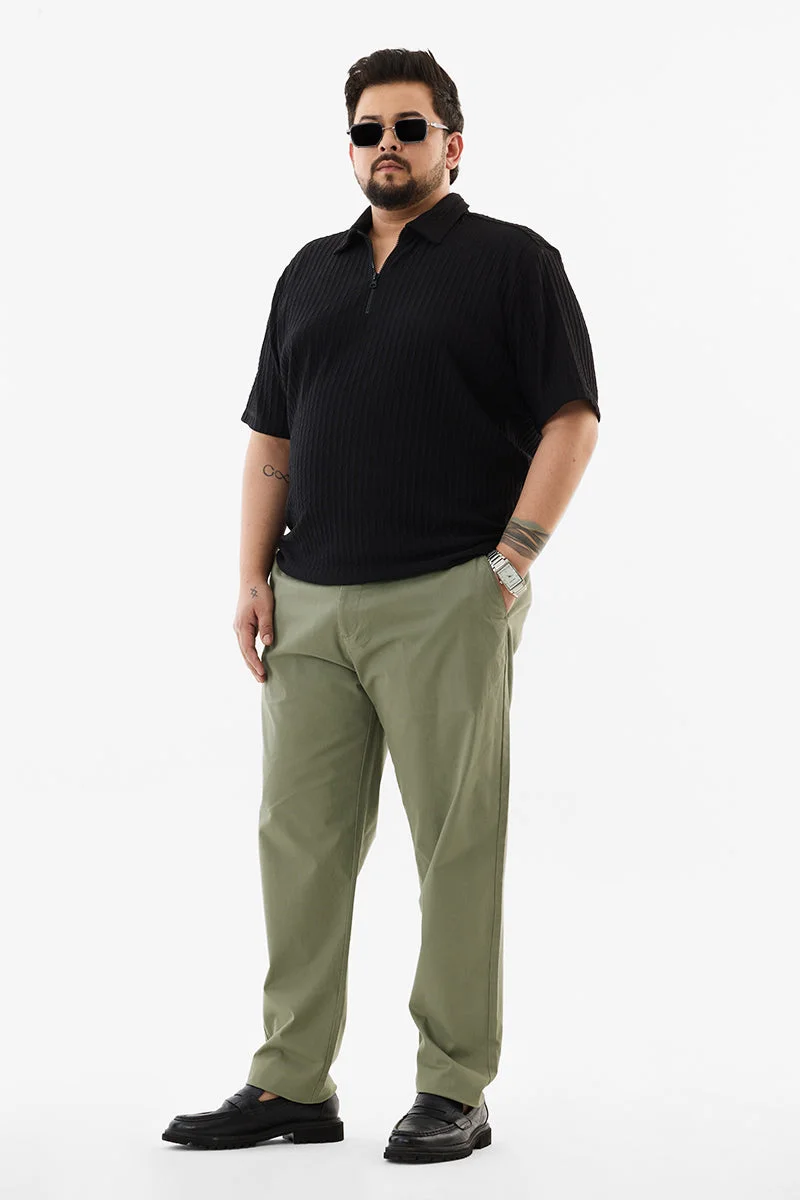 SNITCH Olive Solid Regular Fit Casual Plus Size Trousers