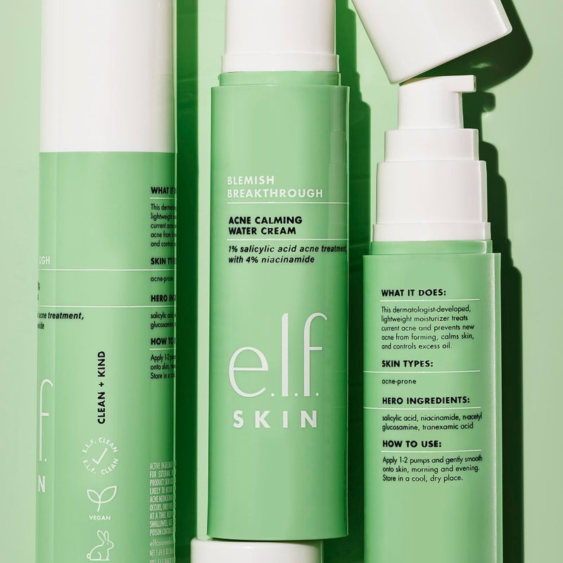 elf e.l.f. SKIN Blemish Breakthrough Calming Water Cream, Lightweight Blemish-Fighting Face Moisturiser, Prevents New Blemishes & Calms Skin - Image 3