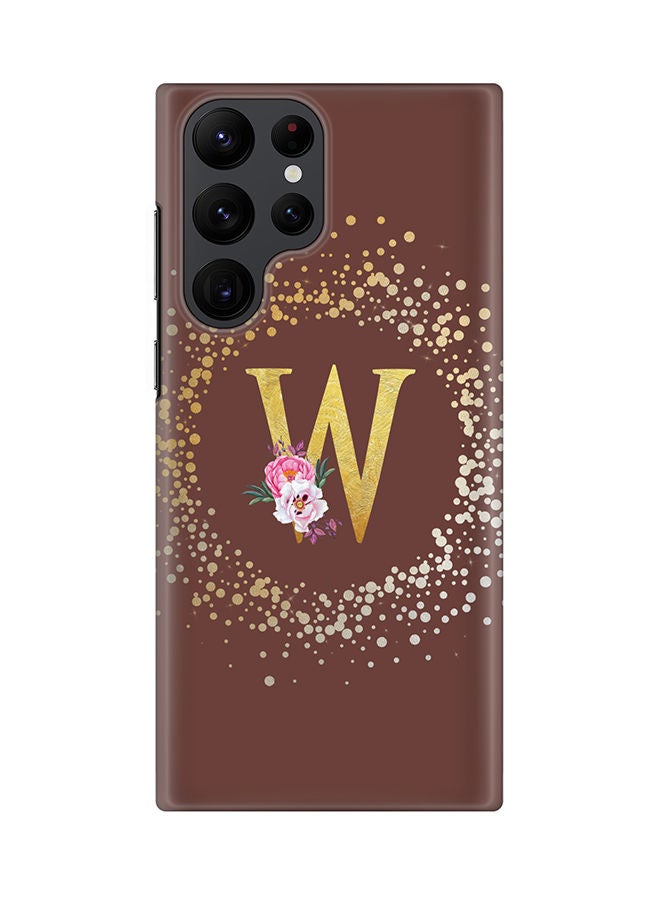 Stylizedd Monogram Slim Cover for Samsung Galaxy S22 Ultra 5G Case Custom Initials Letter Floral Pattern Snap Series Mobile Cover Matte Alphabet  - W (Brown) - Image 1