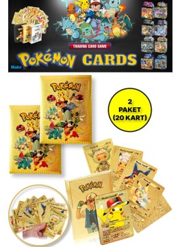 Toyfest Pokemon Game Card Tcg Gold Booster Pack - 2 Packs (20 Cards)  - Image 1
