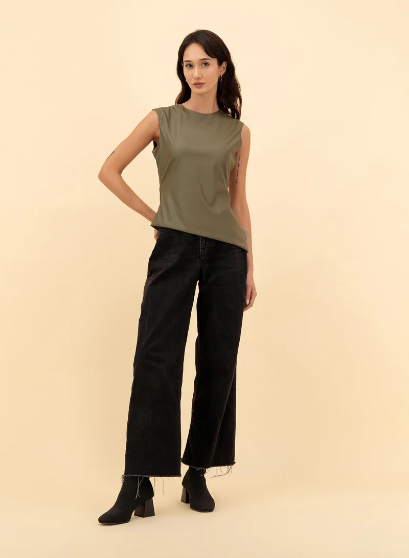 ASYMMETRIC LEATHER TOP