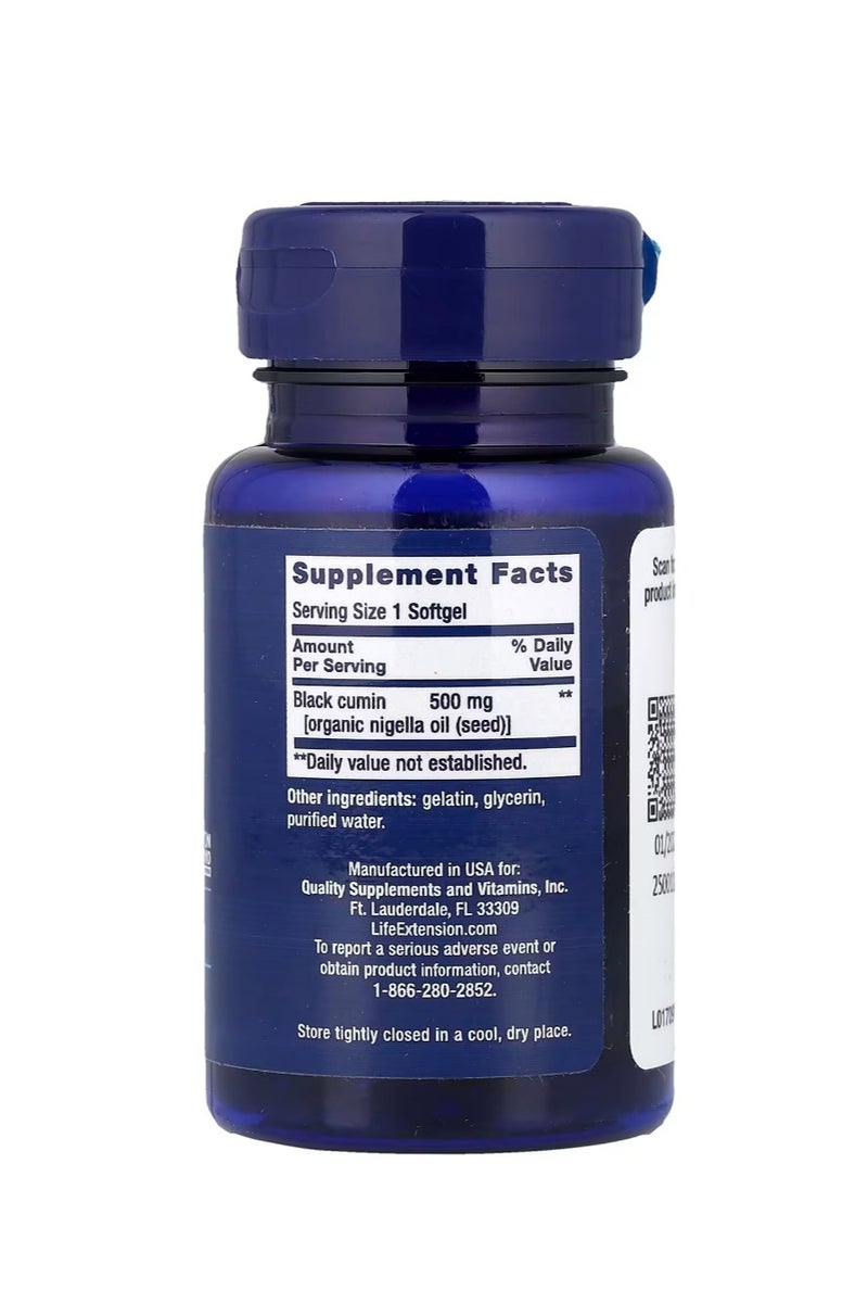 لايف إكستنشن زيت بذور الكمون الأسود 60 كبسولة هلامية (500 مجم لكل كبسولة هلامية) - Image 2