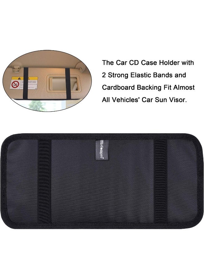wisdompro Car CD Case Holder, Vehicle Sun Visor Organizer for Cars with 12 DVD Storage Sleeves, 1 Mesh Pocket, 1 Pen Holder and Elastic Strap, Black - Image 4