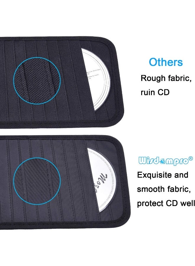 wisdompro Car CD Case Holder, Vehicle Sun Visor Organizer for Cars with 12 DVD Storage Sleeves, 1 Mesh Pocket, 1 Pen Holder and Elastic Strap, Black - Image 3