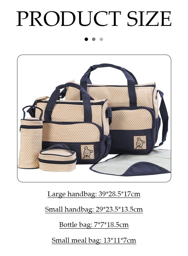 Loquat 5-in-1 Set Multi Function Baby Diaper Bag,Mummy Babies Bags, Changing Set Handbag Diaper Bag Tote Baby Diaper Bag for Mom Dad, Large Capacity, Large Travel Baby Bag for Boys Girls with Changing pad - Image 2