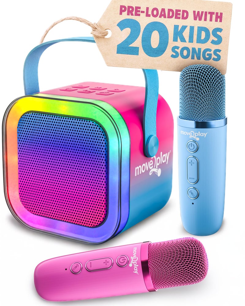 Move2Play, Karaoke Machine for Kids | Includes 20+ Kid Songs | 2 Microphones | Connect with Bluetooth | 3, 4, 5, 6, 7+ Year Old Gift | Toy for Girls, Boys, & Toddler | Birthday Present - Image 1