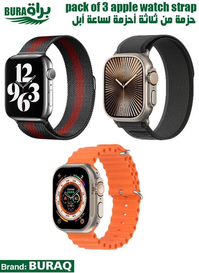 BURAQ - Apple Watch Band Strap For Apple Watch Ultra 2/Ultra 49mm, Series 10 46mm, 9/8/7 45mm, SE2/SE/6/5/4 44mm, 3/2/1 42mm - Image 1