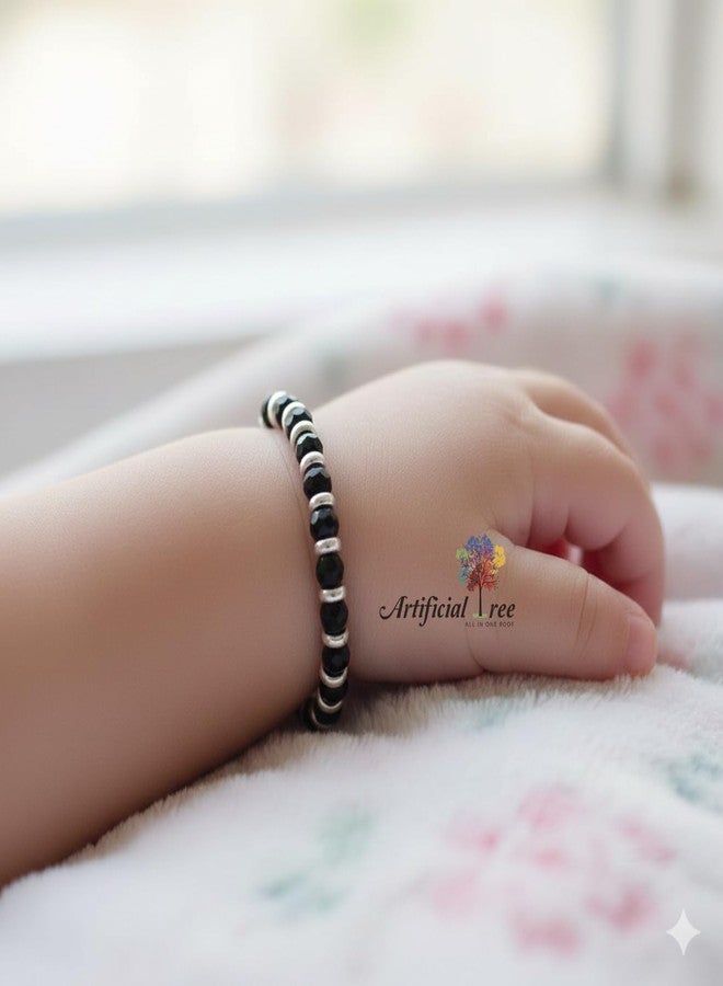 ARTIFICIAL TREE 1 Pair Ball Black Thread Nazariya Bracelet | 1 Piar plain Nazariya Adjustable Bracelet | Nazar Battu | New Born Baby to 6 Year Kids | 4 Piece (AT BABY BRCT 0008) - Image 3