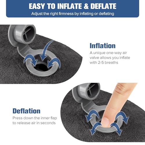 Rewondah Inflatable Travel Pillow for Sleeping Airplane - Inflatable Neck Pillow for Traveling on Plane with Washable Cover, Blow up Neck Travel Pillow for Airplanes, Cars - Portable and Comfortable - Image 5