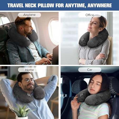 Rewondah Inflatable Travel Pillow for Sleeping Airplane - Inflatable Neck Pillow for Traveling on Plane with Washable Cover, Blow up Neck Travel Pillow for Airplanes, Cars - Portable and Comfortable - Image 4